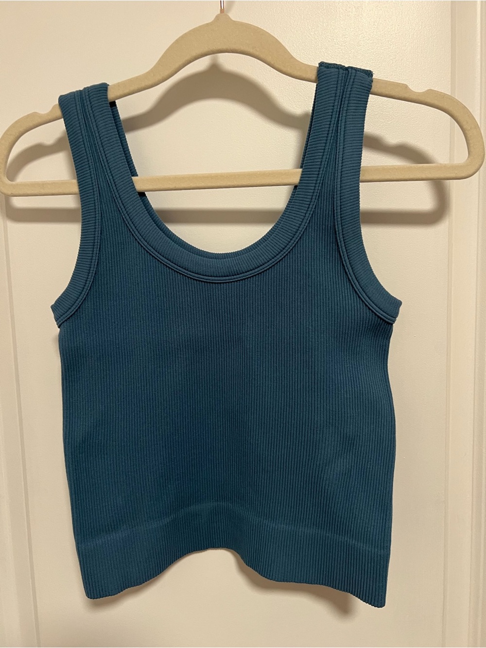 Ribbed Scoop Tank Top - Teal